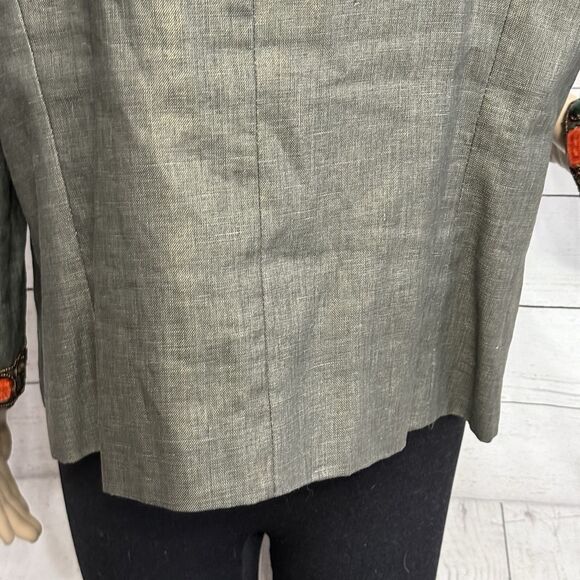 Boston Proper Beaded Linen Jacket Size 14 Metallic Sheen Orange Bronze - Picture 11 of 12